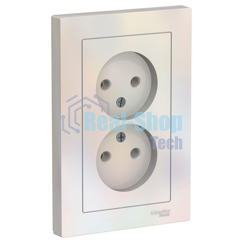 Розетка 2-м AtlasDesign без заземл. 16А в сборе жемчуг SchE ATN000420