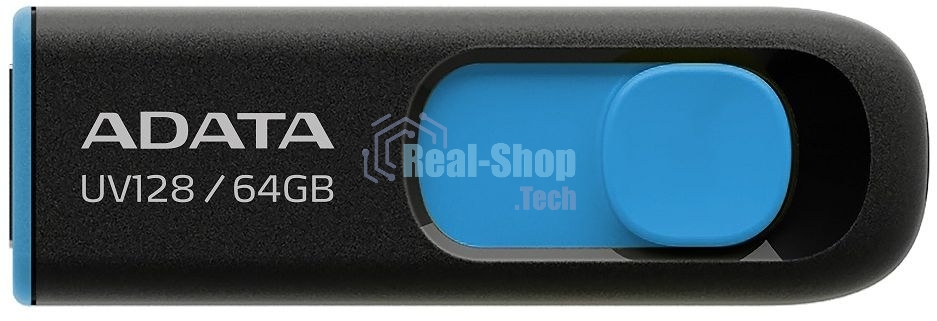 Флешка USB ADATA UV128 (AUV128-64G-RBE), 64Gb, USB 3.0, R/W 100/30, черный/синий