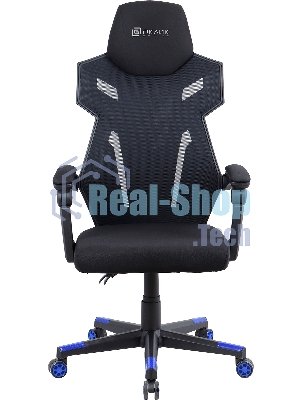 Кресло игровое Оклик 111G черный/синий сиденье черный сетка/ткань с подголов. крестов. пластик черный