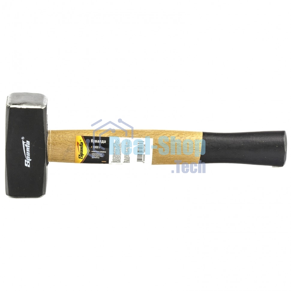Кувалда Sparta 1000 г, кованая головка, деревянная двухцветная рукоятка