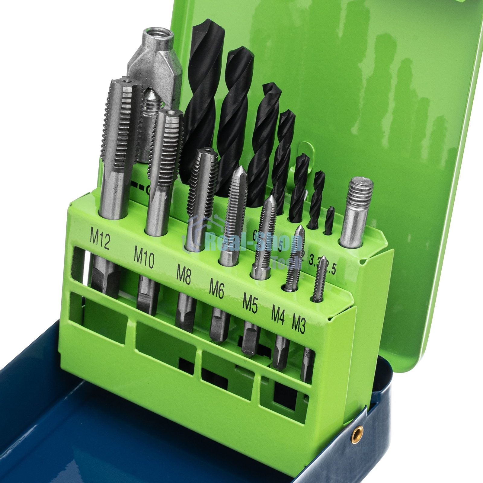 Набор сверл Сибртех (2,5-10,2), метчиков(М3-М12), 15 предметов