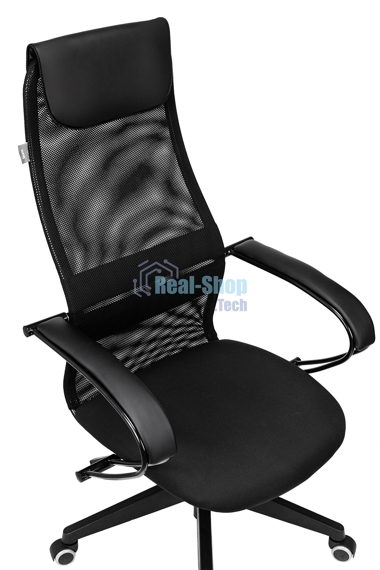 Кресло руководителя Бюрократ CH-607 TW-01 черный, сетка/ткань с подголов. крестовина пластик