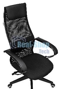 Кресло руководителя Бюрократ CH-607 TW-01 черный, сетка/ткань с подголов. крестовина пластик