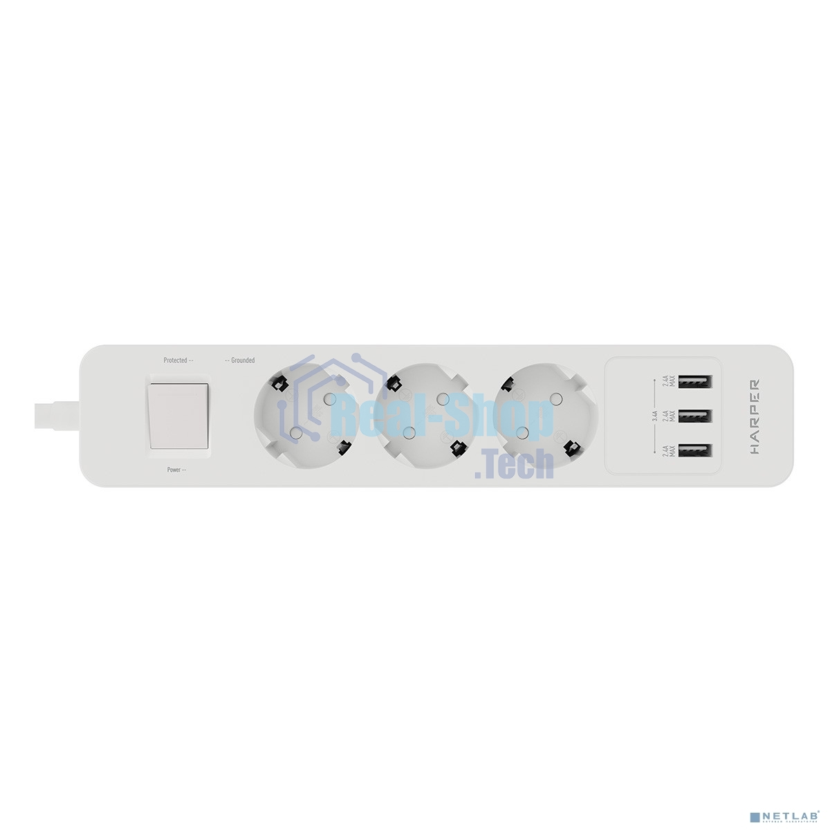 Удлинитель с USB зарядкой Harper UCH-330 White