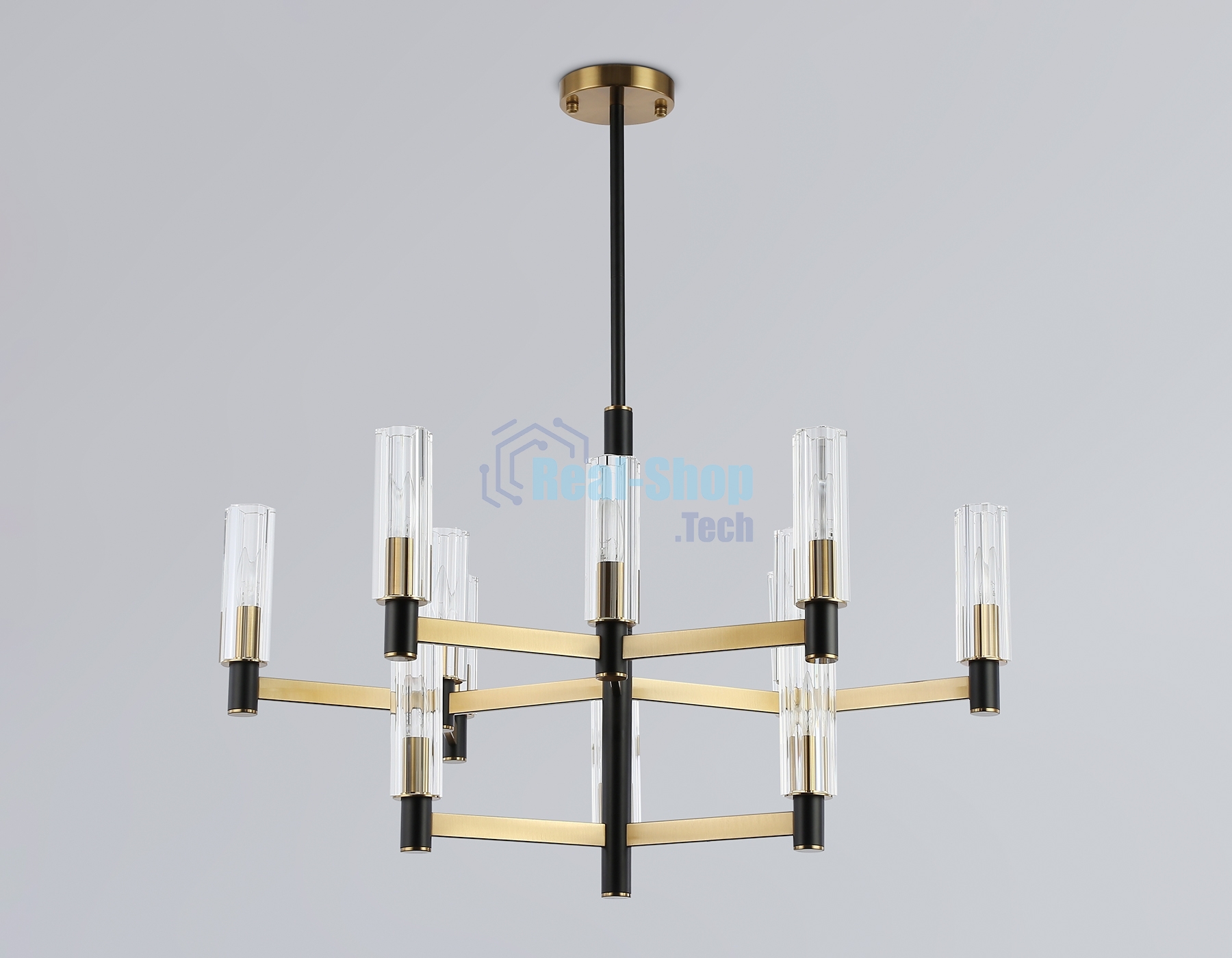 Люстра Ambrella light LH55515/12 BK/BS/CL черный/латунь/прозрачный E14*12 max 40W D860*905