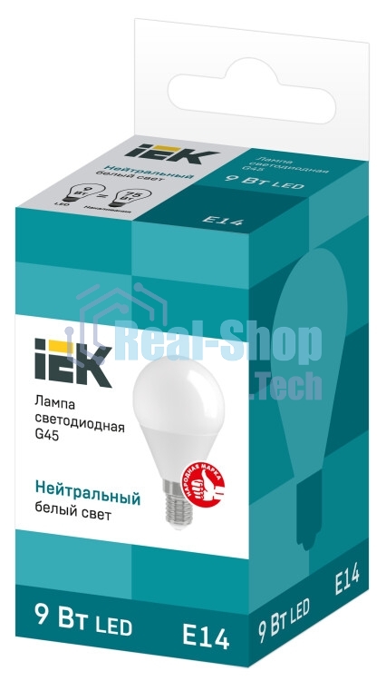 Лампа светодиодная LED 9Вт 230В 4000К E14 шар LLE-G45-9-230-40-E14 IEK
