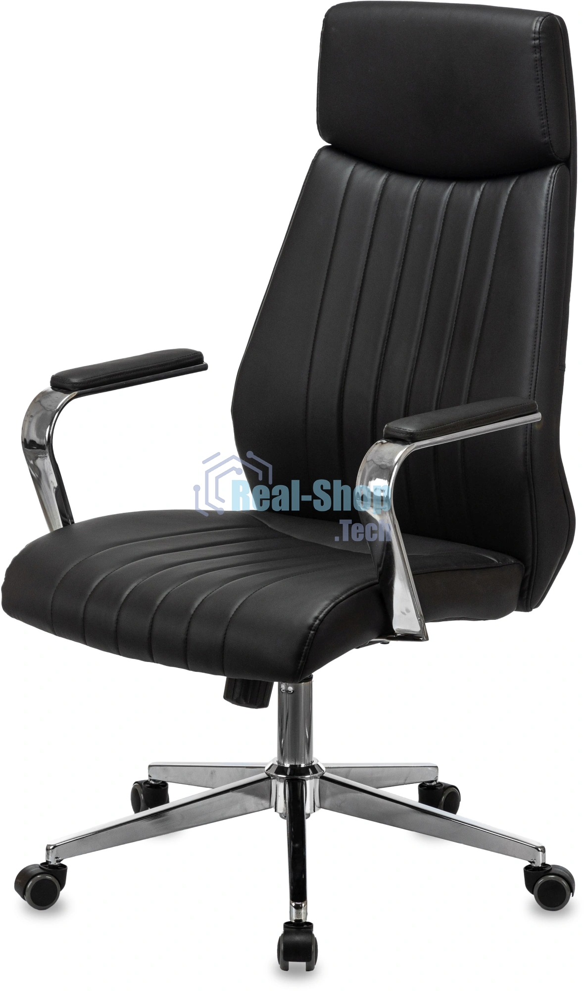 Кресло руководителя Бюрократ Алекс ХР черный экокожа крестов. металл хром