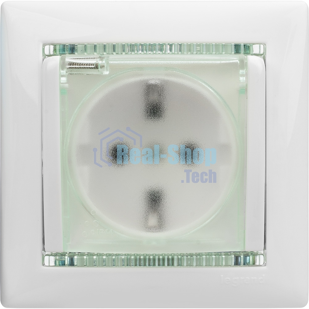 Розетка Legrand Valena 774220 влагозащищенная IP44 с заземлением с крышкой и защитными шторками (белая)