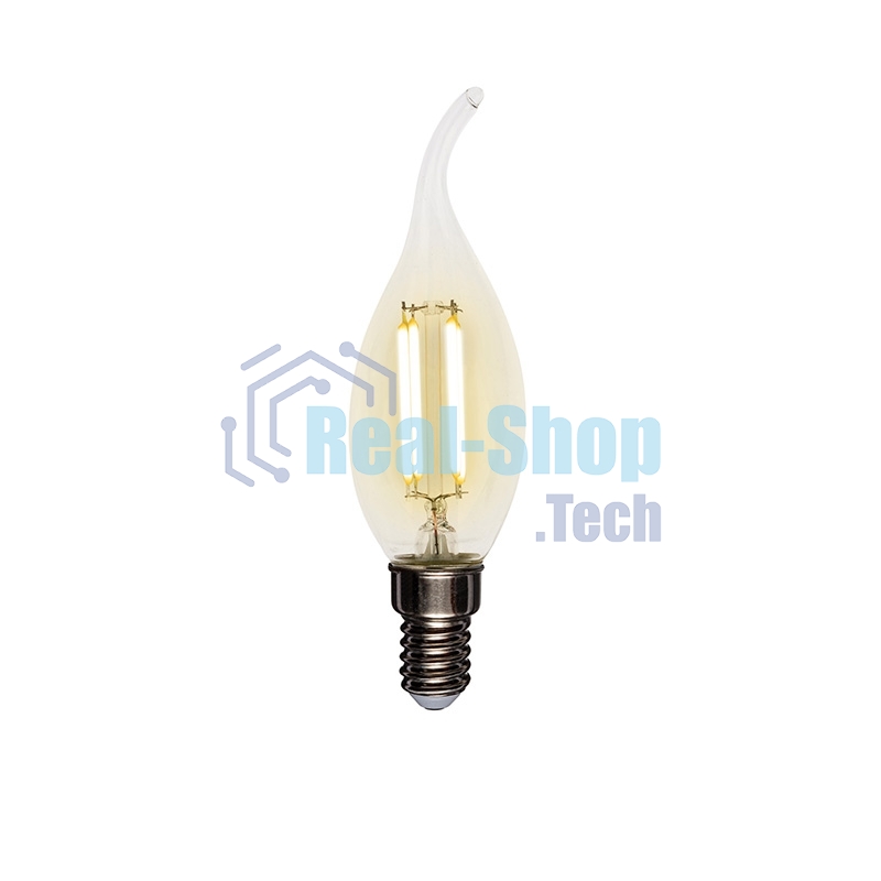 Лампа светодиодная филаментная Rexant Свеча на ветру CN37 7.5 Вт 600 Лм 2700K E14 прозрачная колба