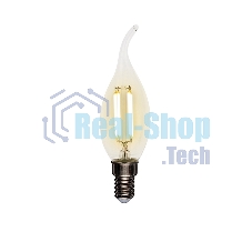 Лампа светодиодная филаментная Rexant Свеча на ветру CN37 7.5 Вт 600 Лм 2700K E14 прозрачная колба