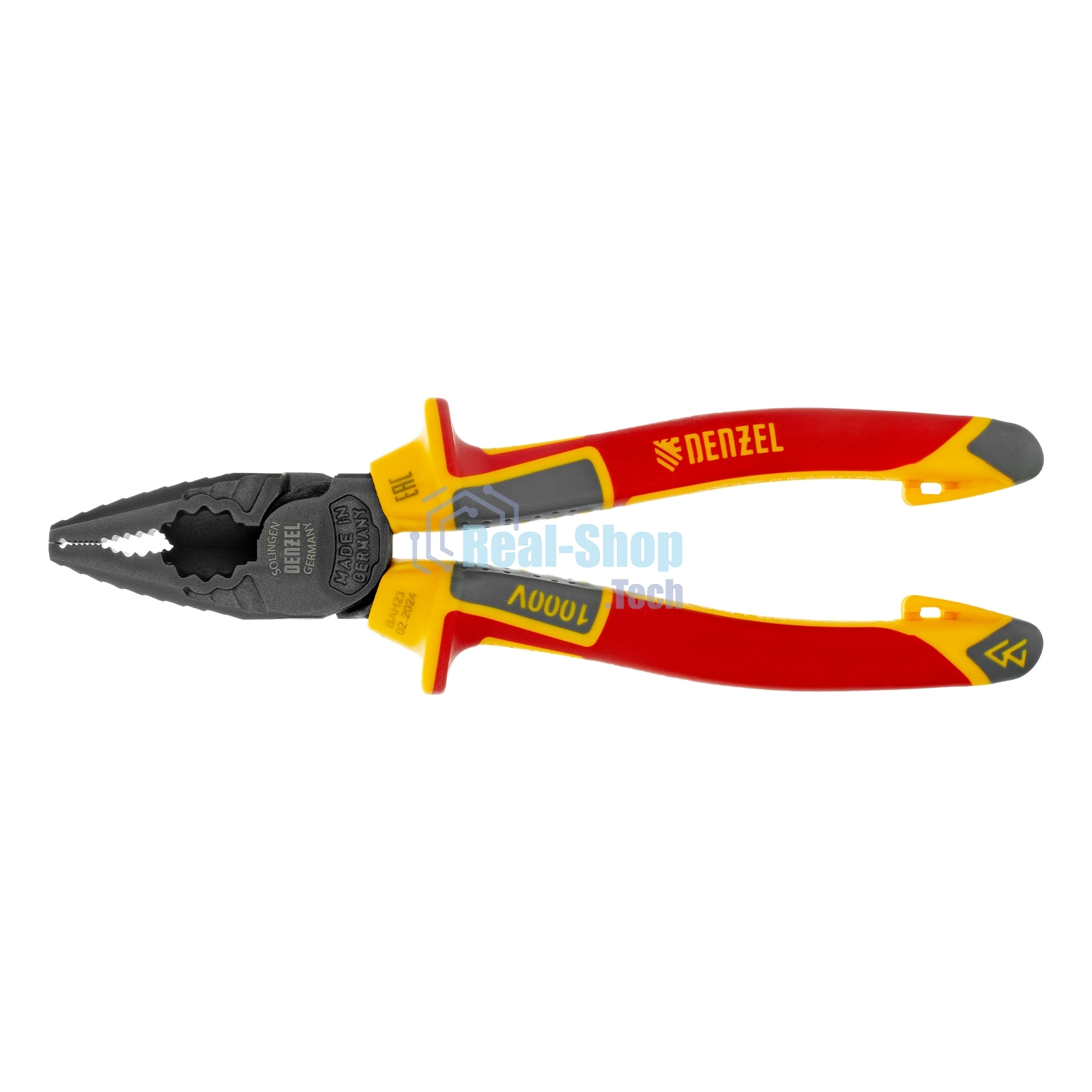 Плоскогубцы комбинированные Denzel диэлектрические трехкомпонентные рукоятки до 1000 В, 180 мм
