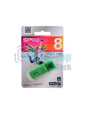 Флешка USB R/W Silicon Power R/W 8Gb Helios 101 SP008Gb,UF2101V1N USB 2.0 зеленый