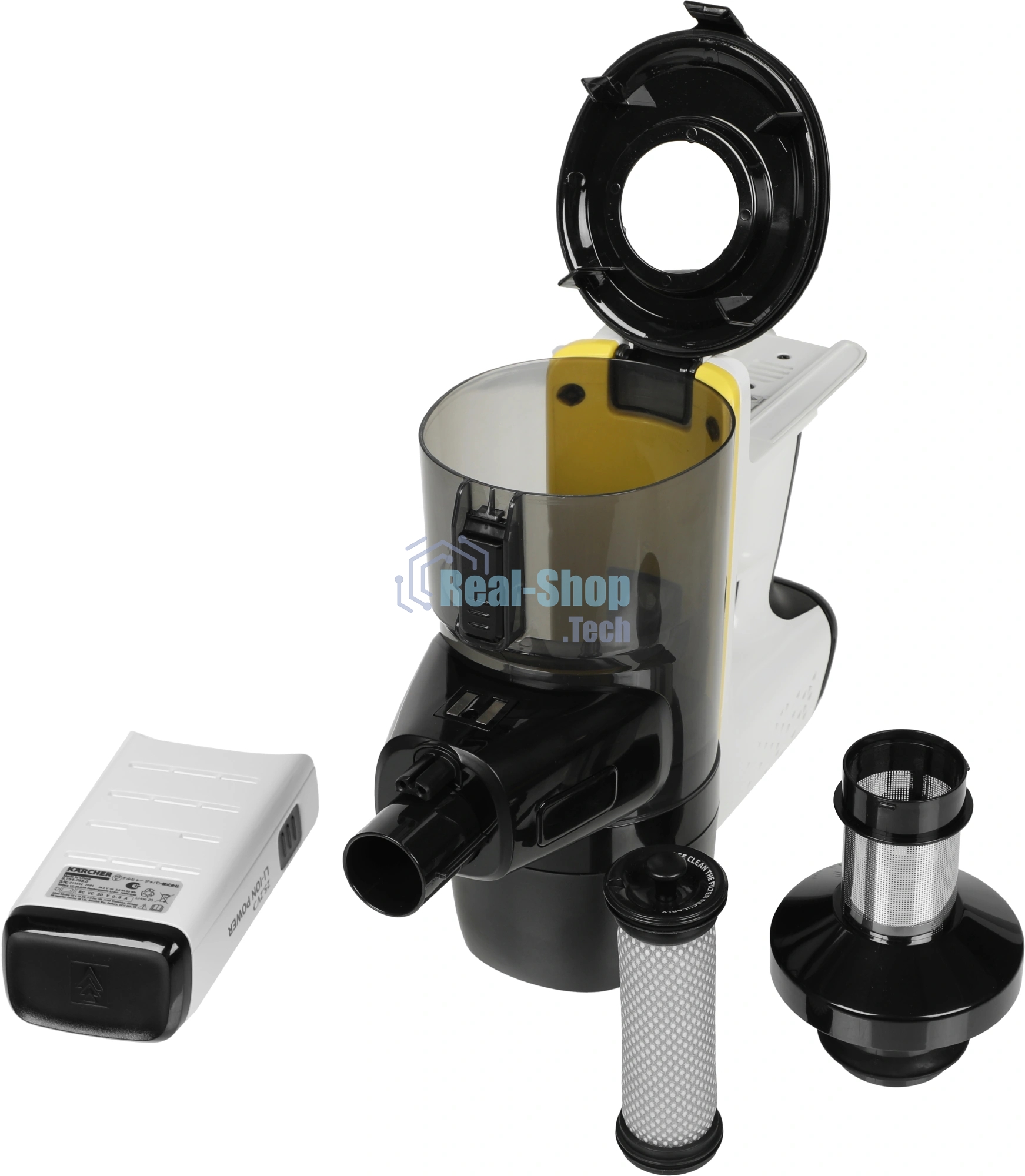 Пылесос вертикальный Karcher VC 6 Cordless ourFamily Car черный/белый, питание от аккумулятора, 250 Вт, уборка сухая, пылесборник 0.8 л, работа от АКБ max 50 мин