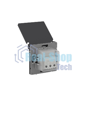 Розетка силовая, 2P+E, с з/ш, с крышкой, IP44, черный уголь
