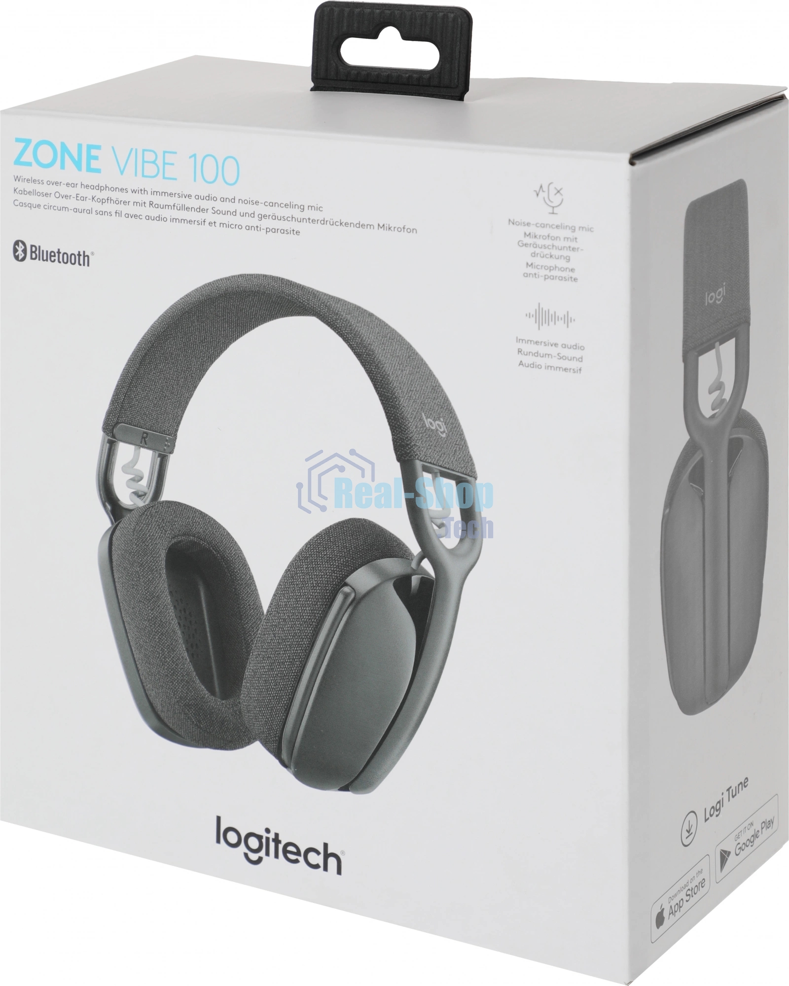 Гарнитура Logitech ZONE Vibe 100 серый, беспроводная, Bluetooth, до 20 ч