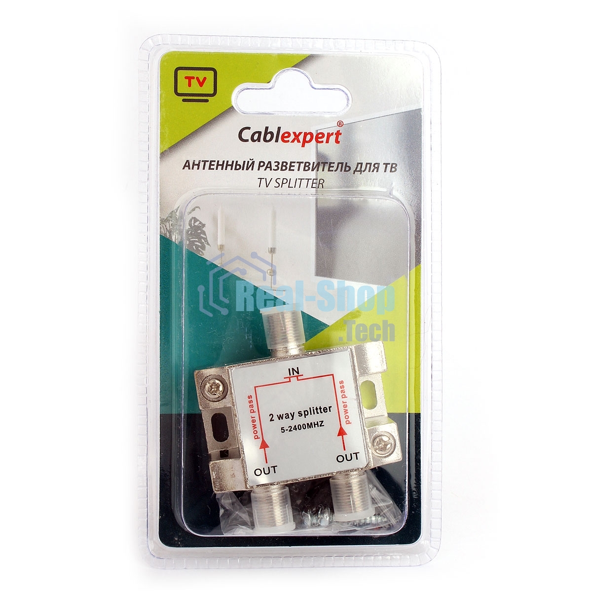 Разветвитель на 2 телевизора, Cablexpert AS-TV-PP-02, Power Pass 5-2400MHZ