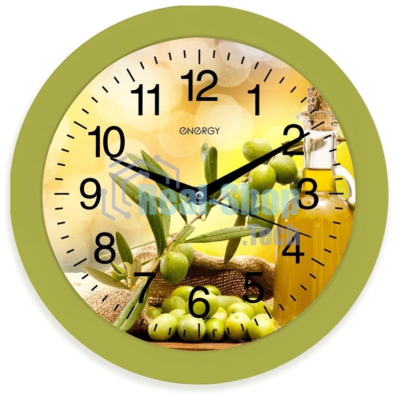 Часы настенные кварцевые Energy модель ЕС-100 оливки
