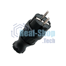 Вилка прямая EKF RPS-011-16-230-44 каучуковая 230В, 2P+PE, 16A, IP44 EKF PROxima