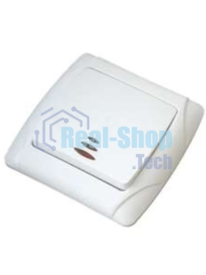 Выключатель 1-кл. СП Маргарита 10А IP20 с индик. белый Universal М0121