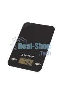 Весы кухонные электронные Endever Skyline KS-527, вес от 2 г до 5 кг. Закаленное стекло повышенной прочности, LCD-дисплей, авто откл.