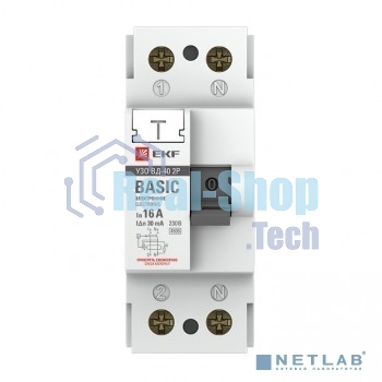 Выключатель дифференциального тока (УЗО) ВД-40 2п 16А 30мА тип AC (электронный) Basic elcb-2-16-30e-sim EKF