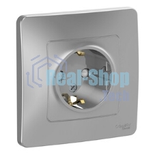 Systeme Electric Blanca внутр Алюминий Розетка с/з со шторками, 16А, 250В