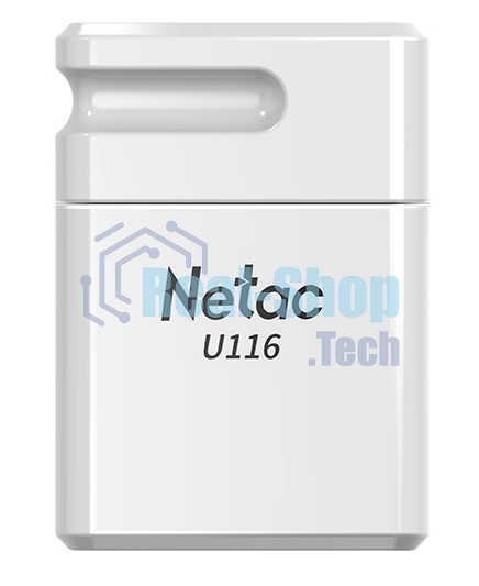 Флешка USB Netac U116 mini (NT03U116N-064G-32WH), 64Gb, USB 3.2, R/W 90/30, белый
