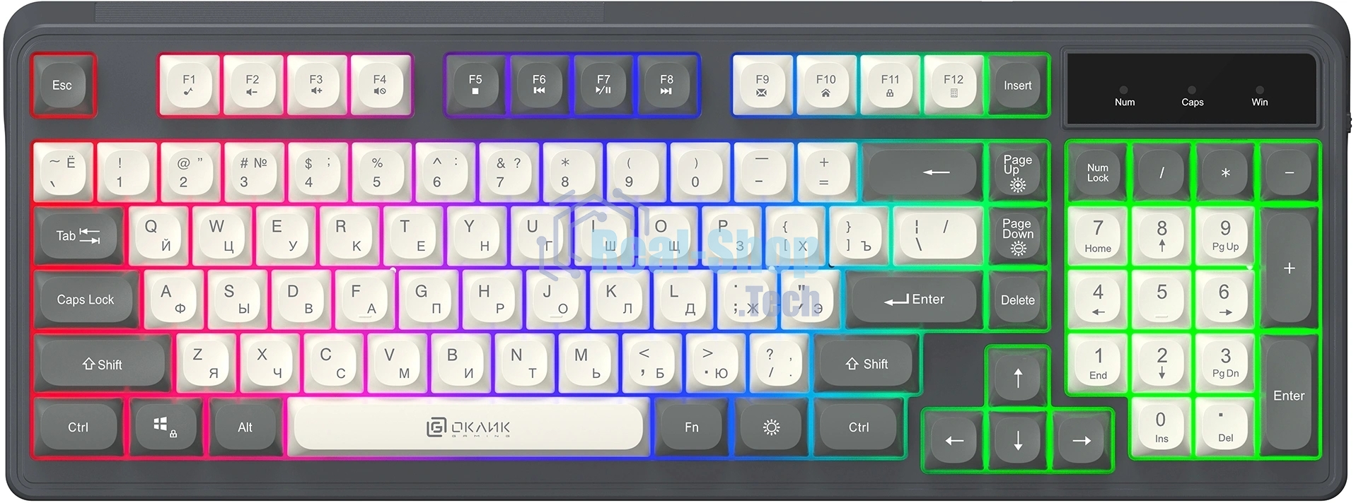 Клавиатура Oklick 731G проводная, USB Type-A, серый/белый