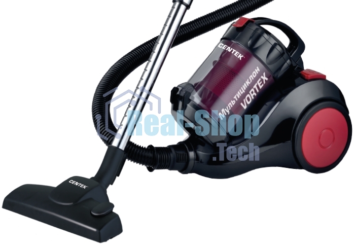 Пылесос Centek CT-2529 красный/черный мультициклон 2000/350Вт, стакан 1,5 л, телескоп металл. трубка