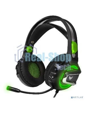 Гарнитура Crown CMGH-3002 чёрный/зелёный, проводная, подсветка