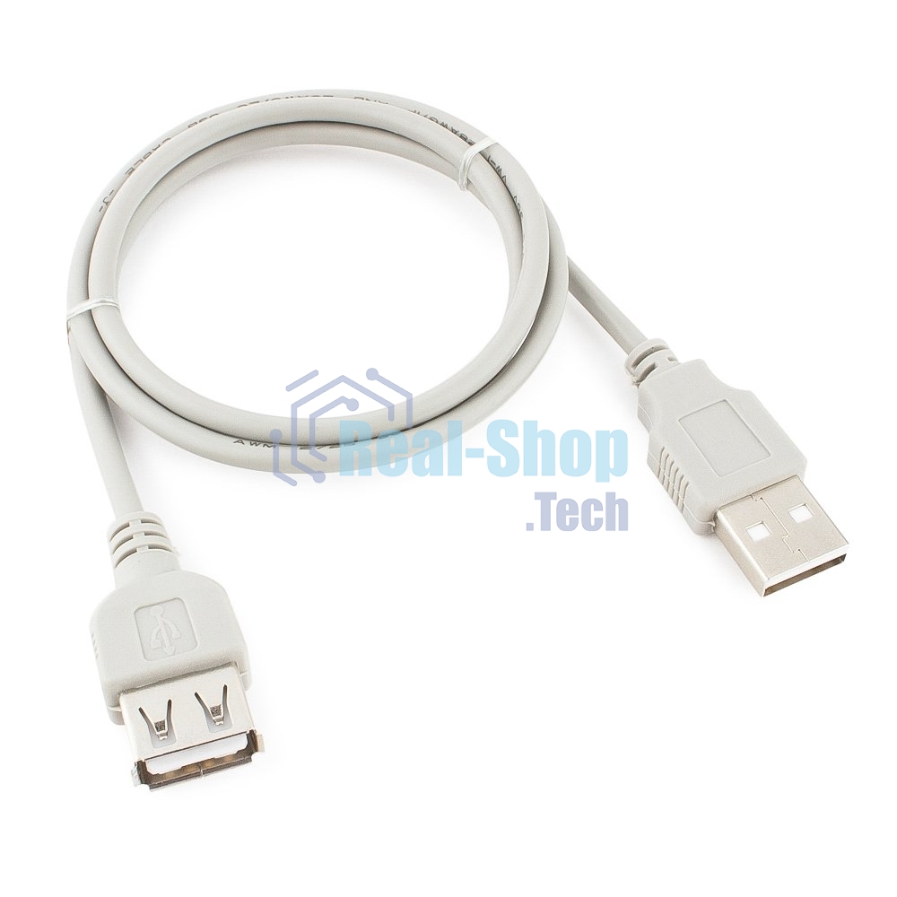Кабель-удлинитель USB2.0 Cablexpert CC-USB2-AMAF-75CM-N, AM/AF, медь, Pro, 75 см, серый, пакет