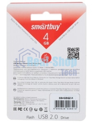 Флешка USB Smartbuy Quartz Black (SB4GbQZ-K), 4Gb, USB 2.0, R/W 15/5, черный
