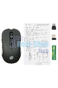 Мышь беспроводная Oklick 610MWC черный, 1600 dpi, радиоканал, USB/USB-C, кнопки - 6