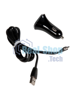 Автомобильная зарядка (от прикуривателя) More choice AC22m, два разъема USB, кабель Micro USB, 2.4A, черный