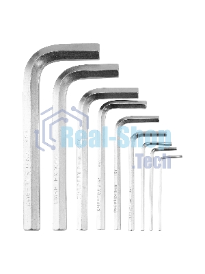 Набор ключей имбусовых HEX Сибртех, 2–12 мм, 45x, закаленные, 9 шт., короткие, никель.