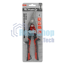 Ножницы по металлу Matrix, 250 мм, левый рез,сталь CRMO,двухкомпонентные рукоятки, PRO