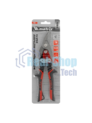 Ножницы по металлу Matrix, 250 мм, левый рез,сталь CRMO,двухкомпонентные рукоятки, PRO