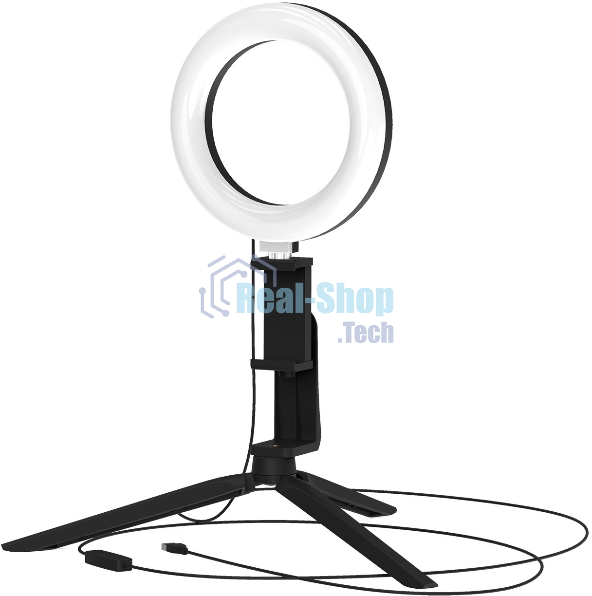 Светильник кольцевой Gauss 10W 600lm 3000-6500K 5V USB IP20 160x23мм черный дим, пульт LED 8