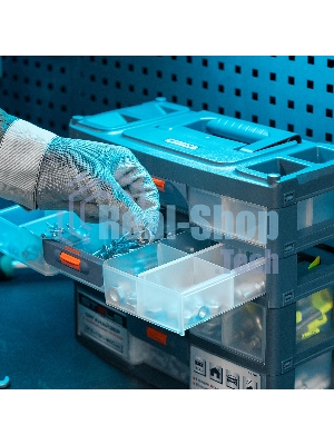 Органайзер Stels для хранения с выдвижными лотками 310х150х260мм, 4 секции, пластик