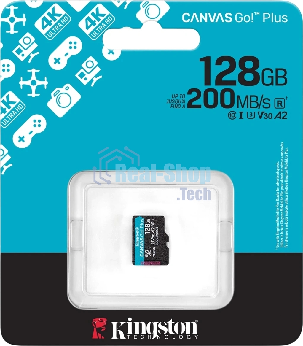 Флеш карта microSDXC 128Gb Kingston SDCG4/128GbSP Canvas Go! Plus w/o adapter