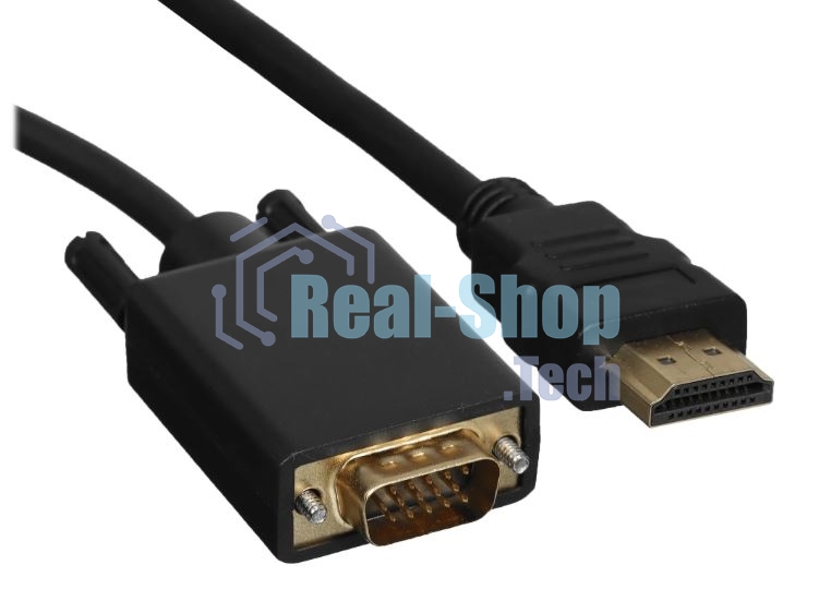 Кабель GoPower HDMI (m)-VGA (m) 1м черный Premium Zip-Lock c подвесом (1/200)