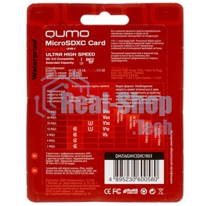 Флеш карта QUMO MicroSDXC 256 Gb 90/70 МБ/с UHS-I U3, Pro seria 3.0, адаптер в комплекте SD, красная картонная упаковка (QM256GMICSDXC10U3)