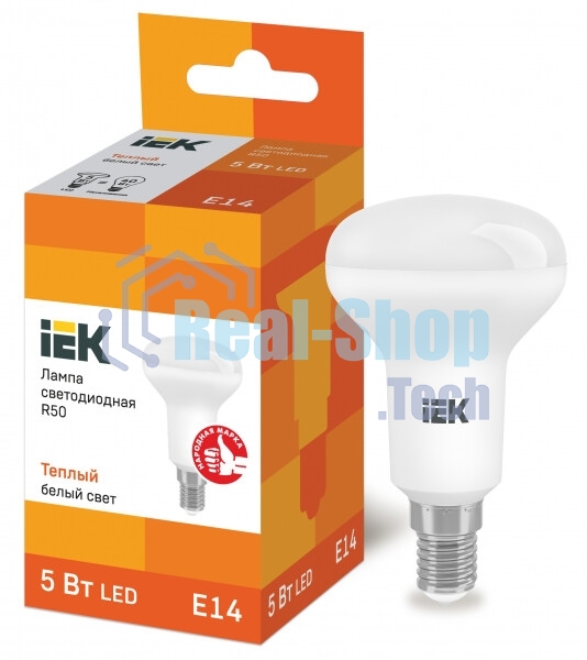 Лампа светодиодная IEK LLE-R50-5-230-30-E14 ECO R50 5Вт 3000К теплый белый E14 450лм 230-240В