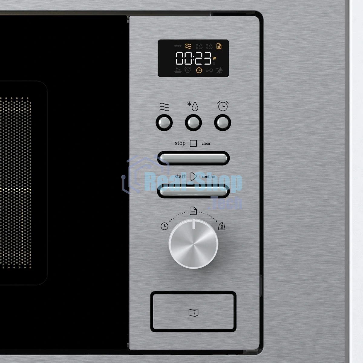 Встраиваемая микроволновая печь Gorenje BM201AG1X серебристый/черный, 20 л, 800 Вт, переключатели - кнопки, поворотный механизм
