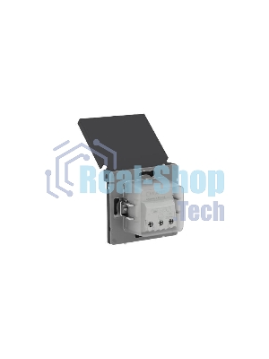 Розетка силовая, 2P+E, с з/ш, с крышкой, IP44, черный уголь