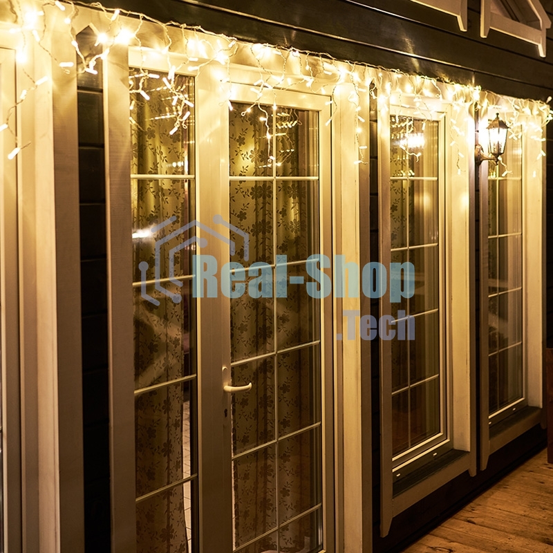 Новогодние светоукрашения Neon-night Гирлянда Айсикл (бахрома) светодиодный, 4,8 х 0,6 м, белый провод, 220В, диоды тепло-белые