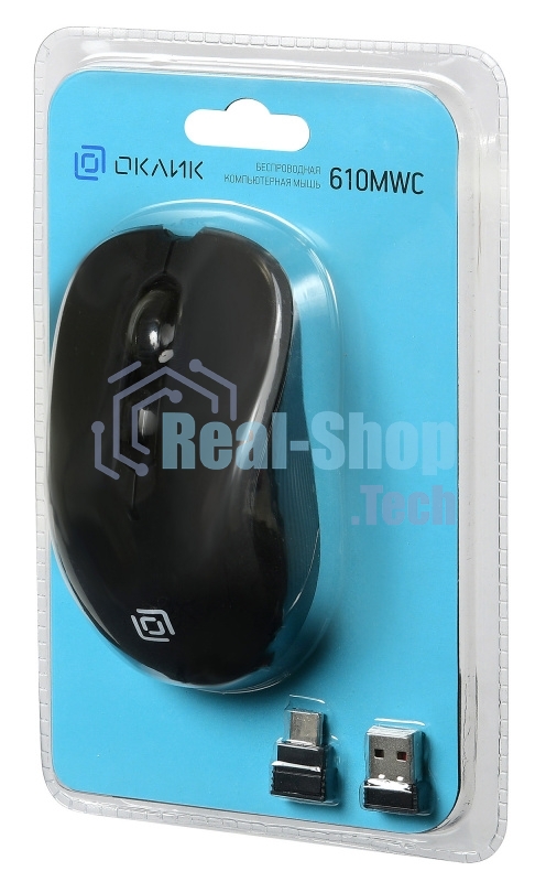 Мышь беспроводная Oklick 610MWC черный, 1600 dpi, радиоканал, USB/USB-C, кнопки - 6