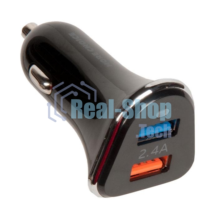 Автомобильная зарядка (от прикуривателя) More choice AC22m, два разъема USB, кабель Micro USB, 2.4A, черный