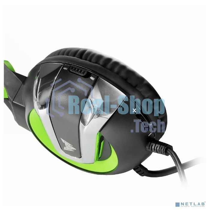 Гарнитура проводная игровая Crown CMGH-3002 черный/зеленый