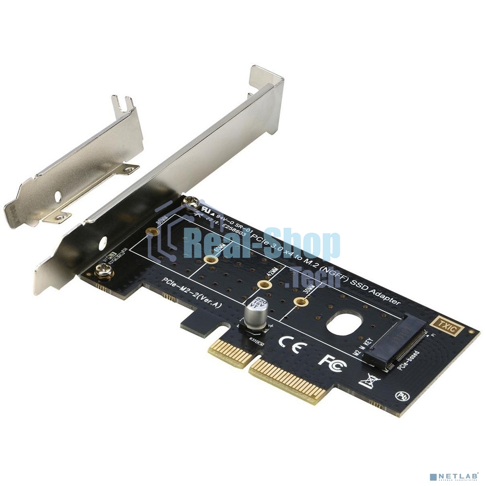 Переходник ORIENT C300E PCI-E 4x->M.2 M-key NVMe SSD, тип 2230/2242/2260/2280, планки крепления в комплекте (31100)